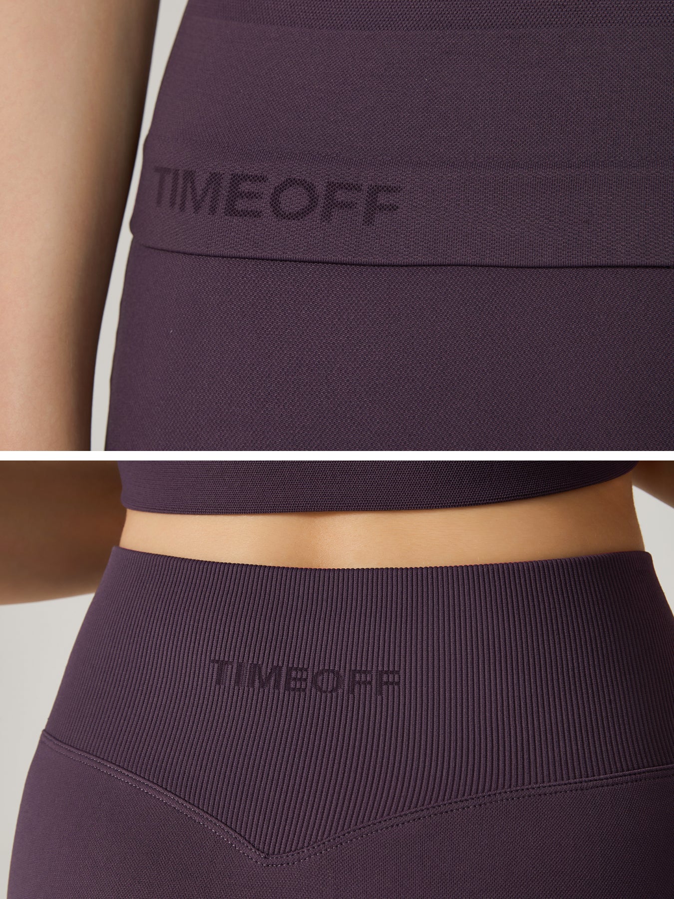 Two-Piece Set Women's Seamless High Printed Label Short Sleeve Trousers Yoga Suit dxckTK188 eggplant purple