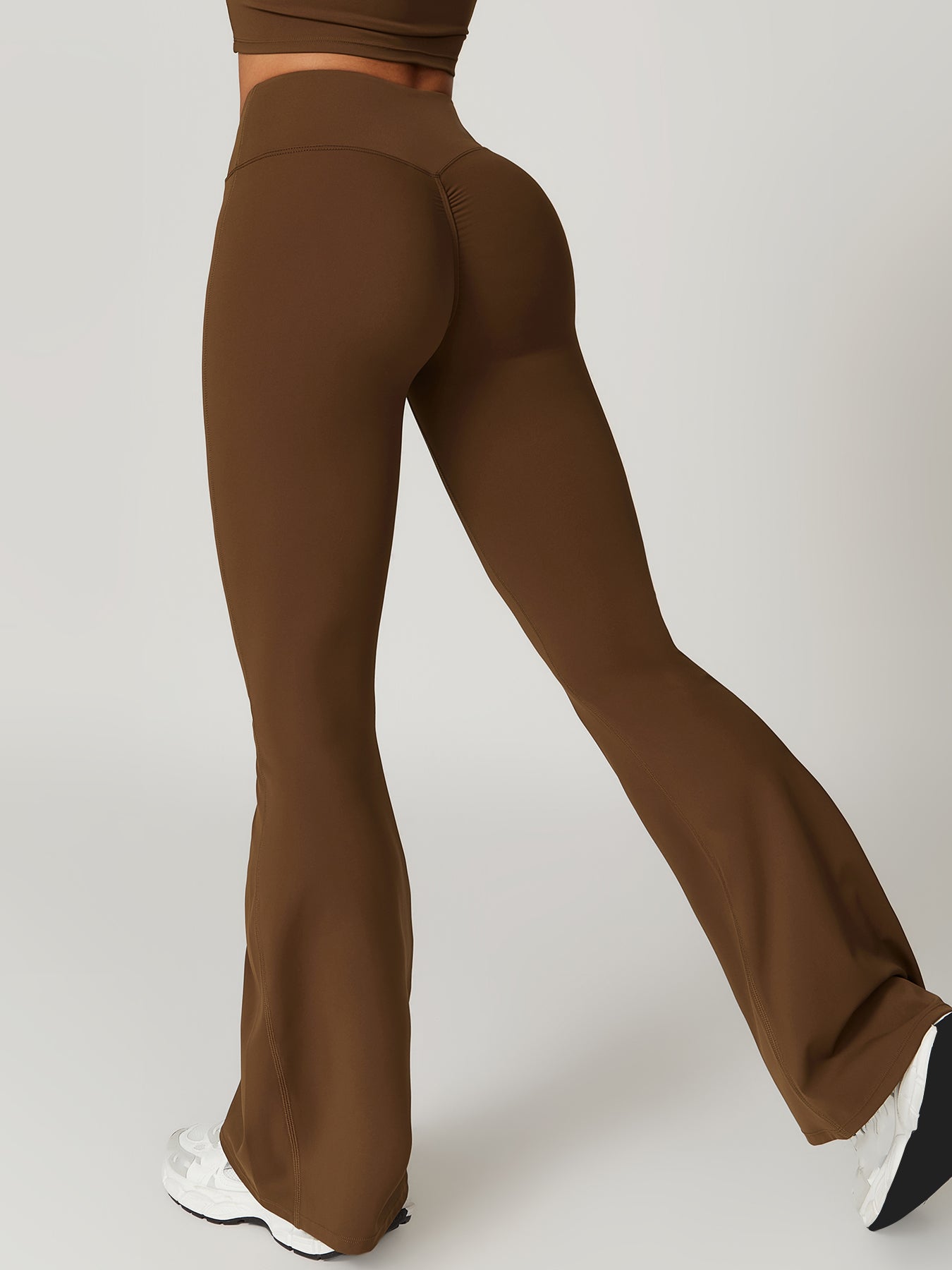 Women's Solid Yoga Short Sleeved Pants Set Gym Suit TF#8t1f799 Brown