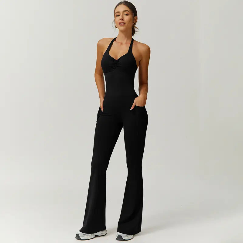 TimeOFF Women's Halter Neck Jumpsuit