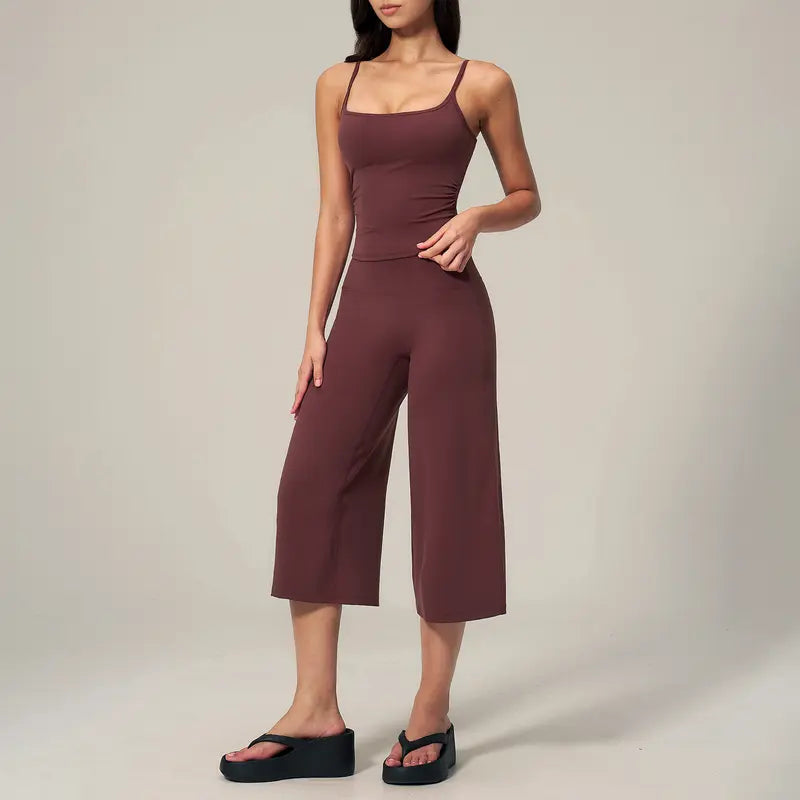 TIMEOFF Women's 2‑Piece Adjustable Strap Workout Set