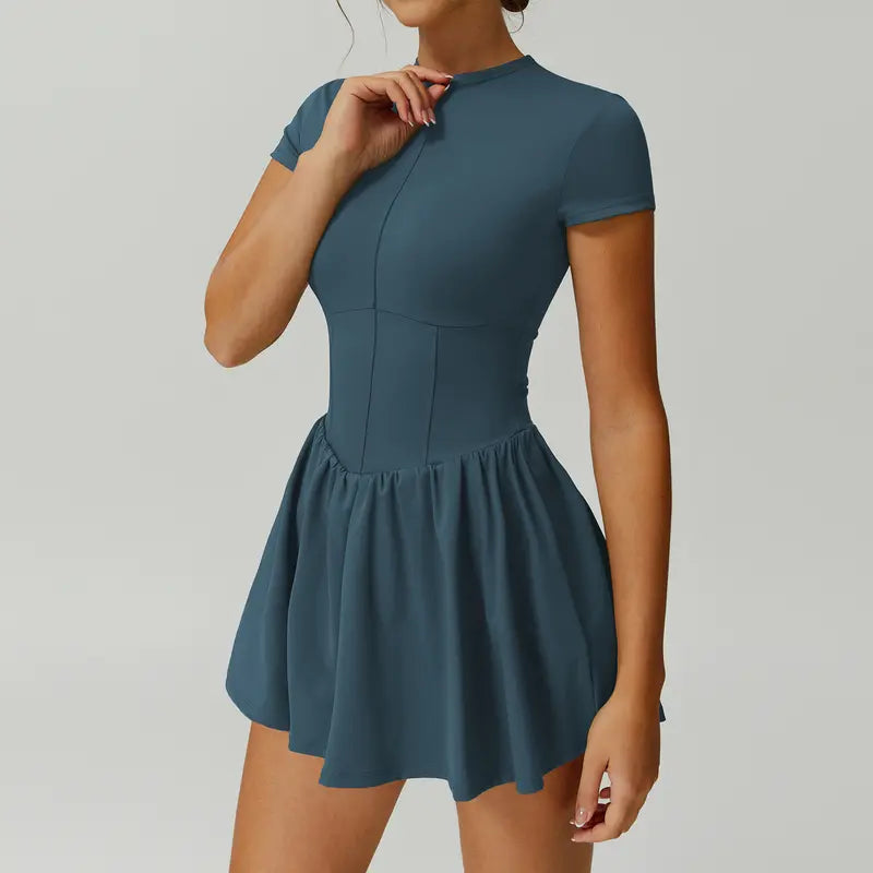 TIMEOFF Women's Short Sleeve Zip-Up Mock Neck Athletic Romper