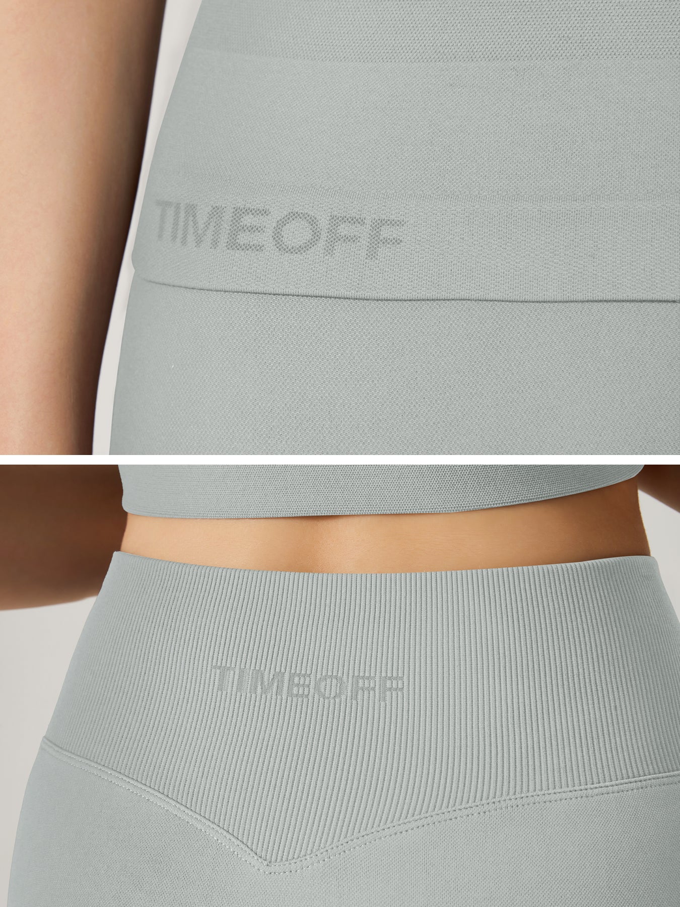 Two-Piece Set Women's Seamless High Printed Label Short Sleeve Trousers Yoga Suit dxckTK188 fog gray