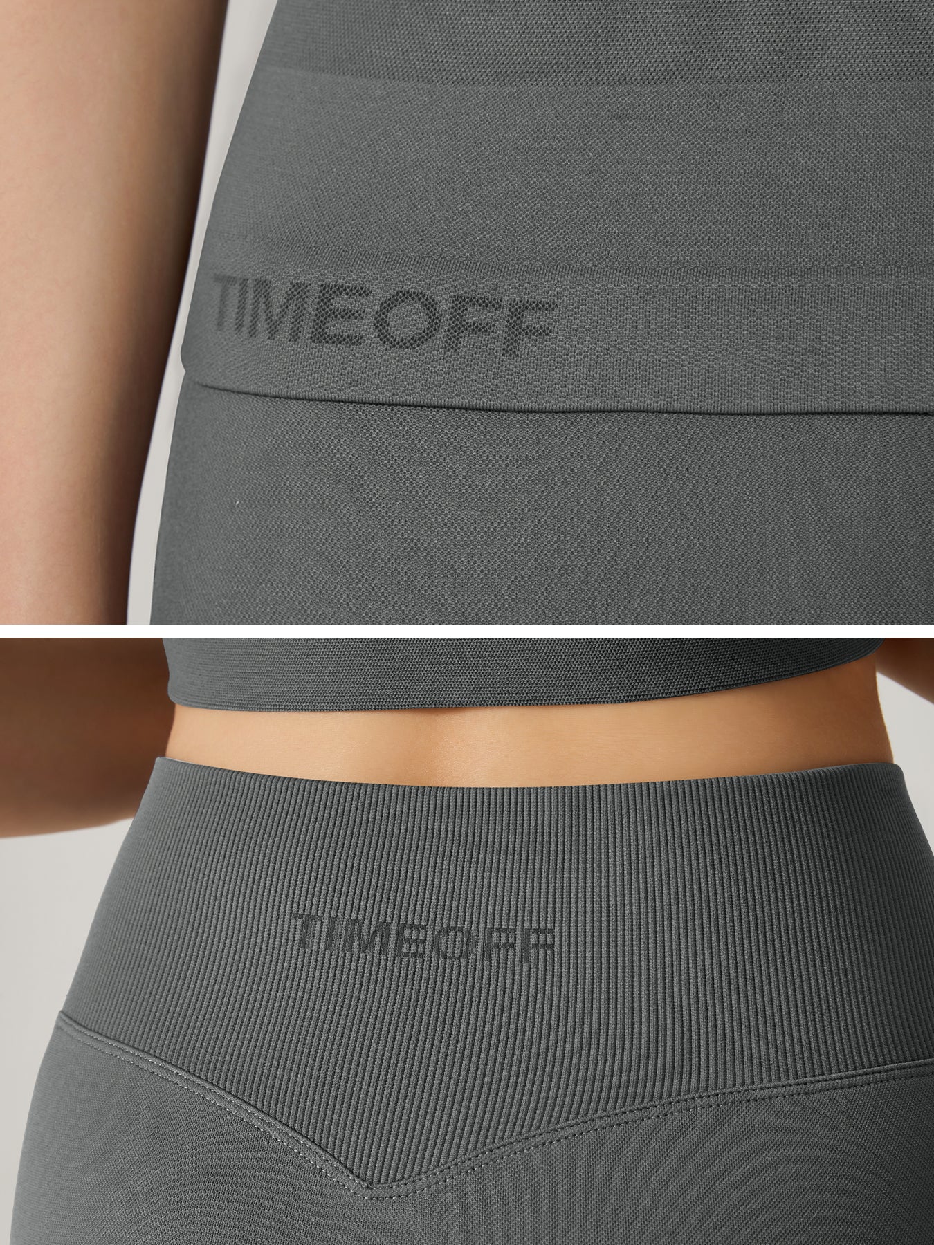 Two-piece set Women's Seamless High Elastic Soft Label Long Sleeve Trousers Yoga Wear suit CXCKTK188 Dark gray